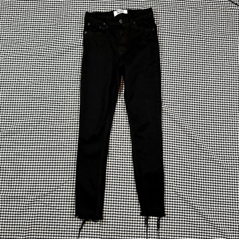 Reformation Mid Skinny Black Raw Hem Jeans Womens Size 25